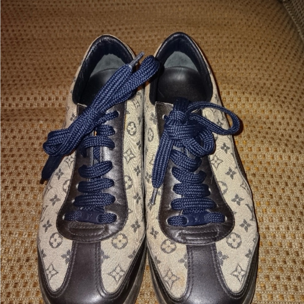 Louis Vuitton Monogram Sneakers - Navy and Beige